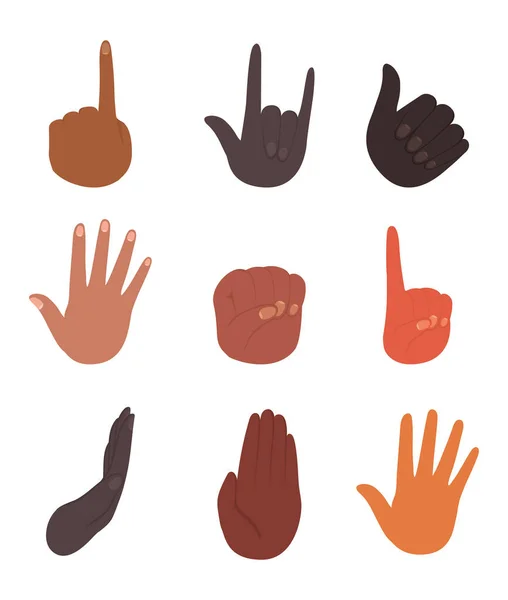 Vielfalt der isolierten Hände Vektor-Design — Stockvektor