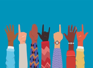 ellerin çeşitliliği sembol vektör tasarımı yapıyor