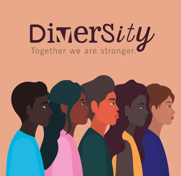 多様性のある女性や男性の漫画のベクトルデザイン — ストックベクタ