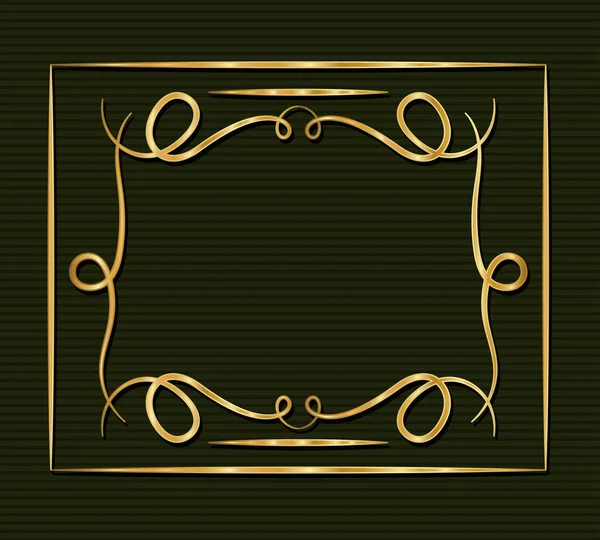 Moldura de ouro art deco com ornamento em design de vetor de fundo verde — Vetor de Stock