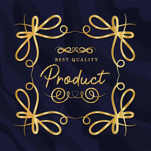 Best quality product with gold ornament frame vector design — Stock Vector