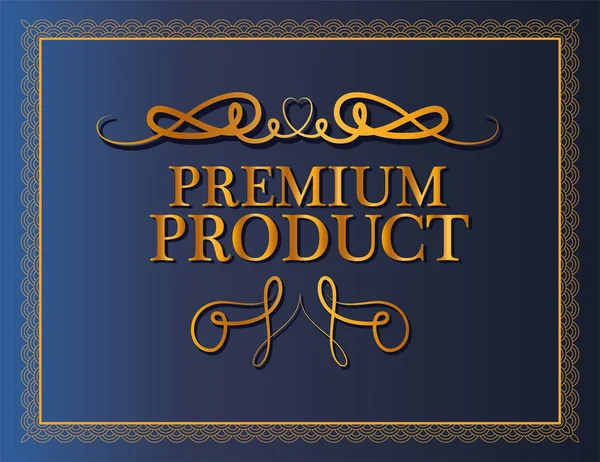 Producto premium con diseño de vectores de marco de ornamento de oro — Vector de stock