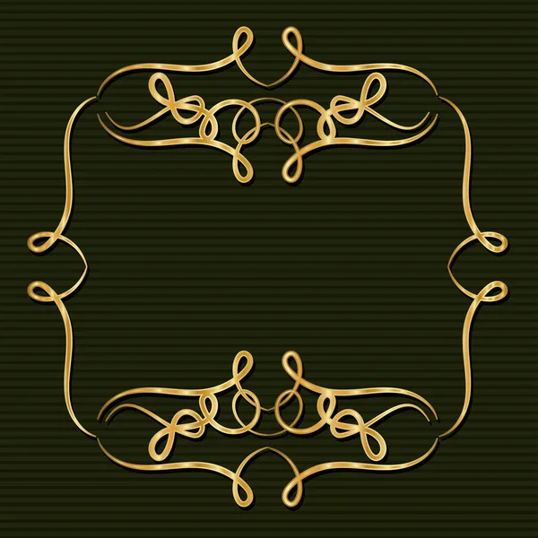 Gold Art Deco-Rahmen mit Ornament auf grünem Hintergrund Vektor-Design — Stockvektor