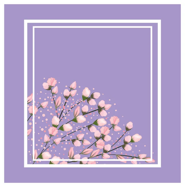 Frame with flowers buds painting vector design — Stock Vector