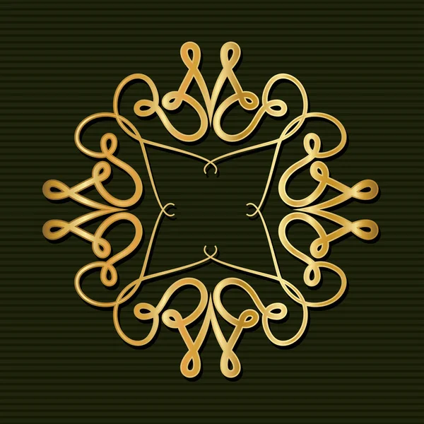 Marco art deco oro con adorno en el diseño de vectores de fondo verde — Vector de stock