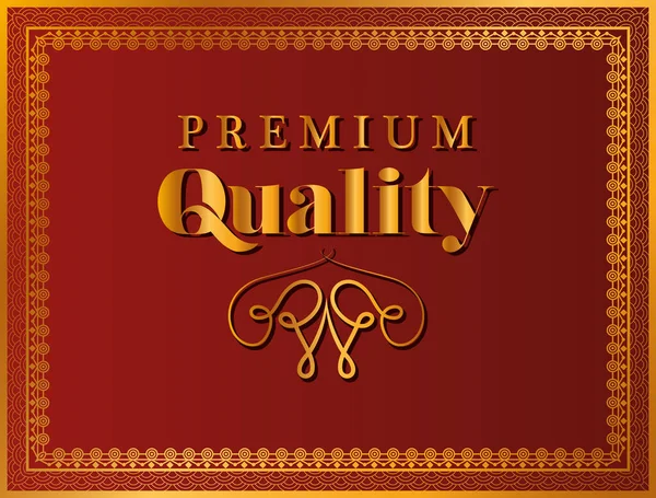 Qualidade premium com design de vetor de moldura de ornamento de ouro — Vetor de Stock