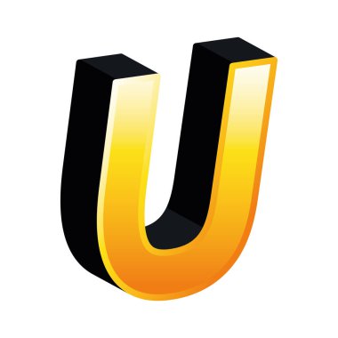 3d u harf vektör tasarımı