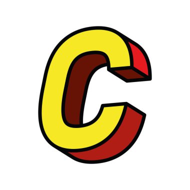 3d c harf vektör tasarımı