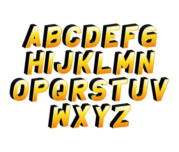 Ізольований жовтий градієнтний алфавіт написання векторний дизайн — стоковий вектор