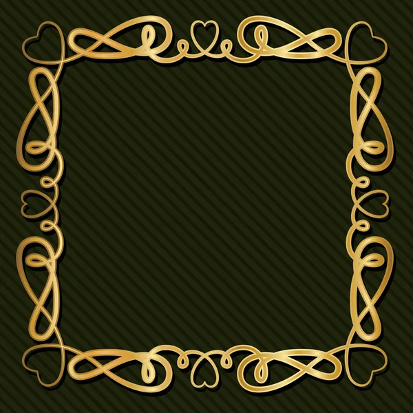 Gold art deco frame with ornament on green background vector design — Stock Vector