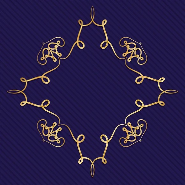 Goud art deco frame met ornament op blauwe achtergrond vector ontwerp — Stockvector
