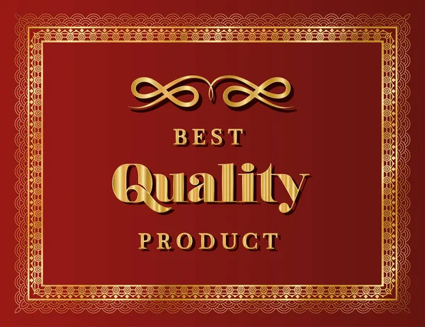 Best quality product with gold ornament frame vector design — Stock Vector