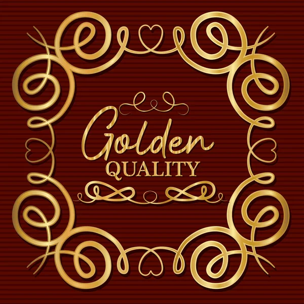 Calidad dorada con diseño de vectores de marco de ornamento dorado — Archivo Imágenes Vectoriales