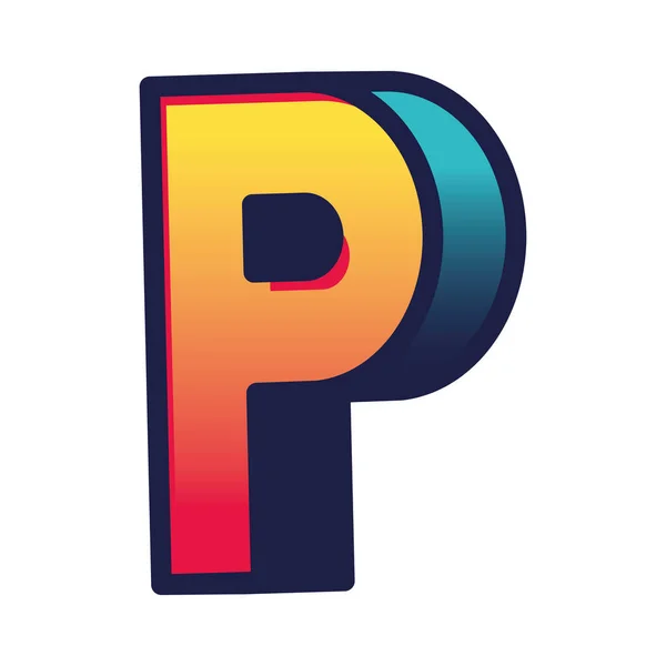 3d p gradiënt letter vector ontwerp — Stockvector