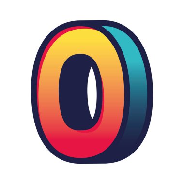 3d o gradyan harf vektör tasarımı