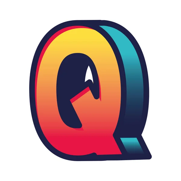 3d q gradient letter vector design — Stock Vector