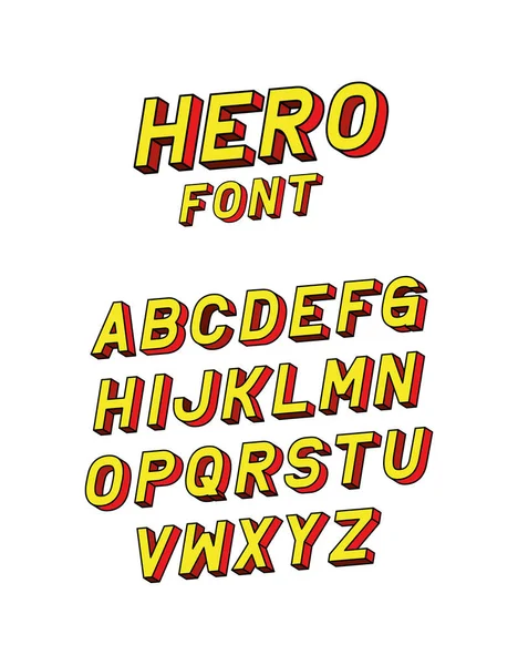 Herói fonte lettering e design de vetor alfabeto — Vetor de Stock