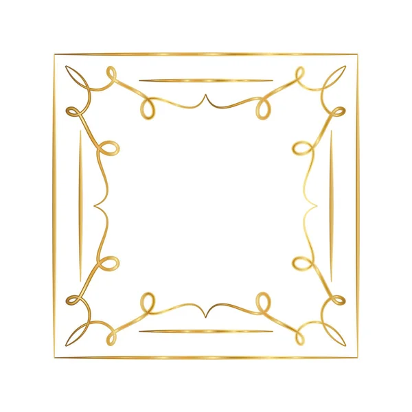 Gold Ornament Rahmen mit Kurven Vektor-Design — Stockvektor