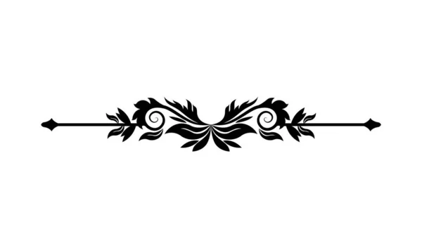 Ornamento preto em forma de seta com design de vetor de folhas — Vetor de Stock