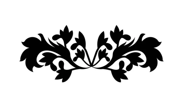 Czarny ozdoba w kwiaty i liście w kształcie wektora projektu — Wektor stockowy
