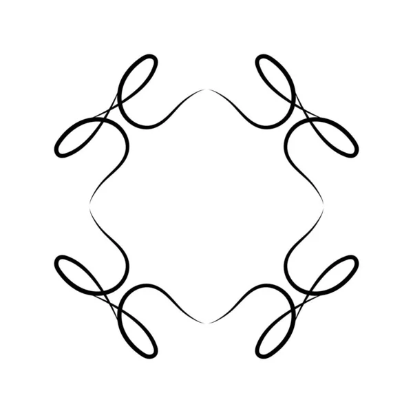 Černý ornamentální rám s konstrukcí vektoru křivek — Stockový vektor