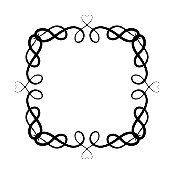 Černý ornamentální rám s tvarem srdce vektorový design — Stockový vektor
