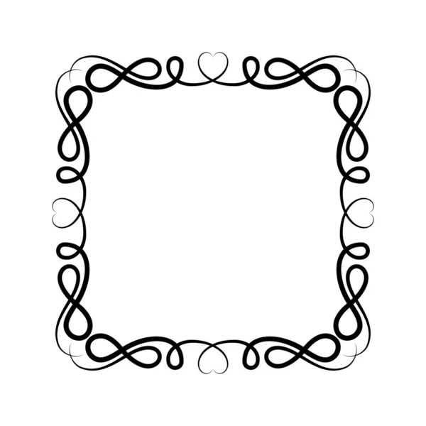 Black ornament frame with hearts shapes vector design — Stock Vector