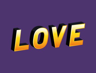 Mavi arkaplan vektör tasarımında 3D aşk harfi