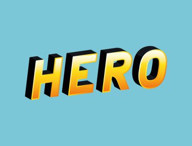 Mavi arkaplan vektör tasarımında 3D kahraman harfi