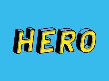 Mavi arkaplan vektör tasarımında 3D kahraman harfi