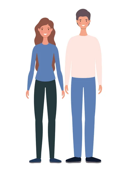 Femme et homme avatars dessins animés design vectoriel — Image vectorielle