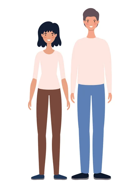 Femme et homme avatars dessins animés design vectoriel — Image vectorielle
