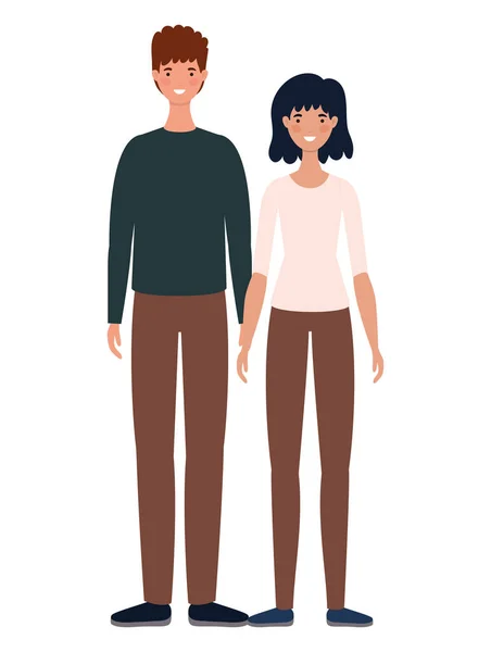 Woman and man avatars cartoons vector design — Stock Vector