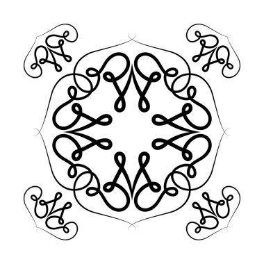 eğri vektör tasarımlı siyah süsleme çerçevesi