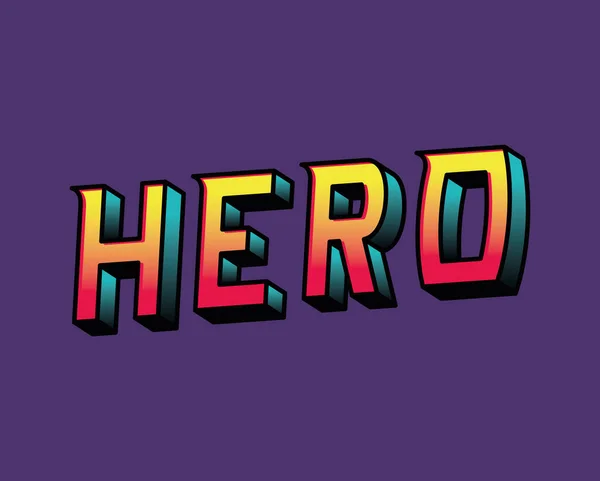3d hero lettering on purple background vector design — Stock Vector