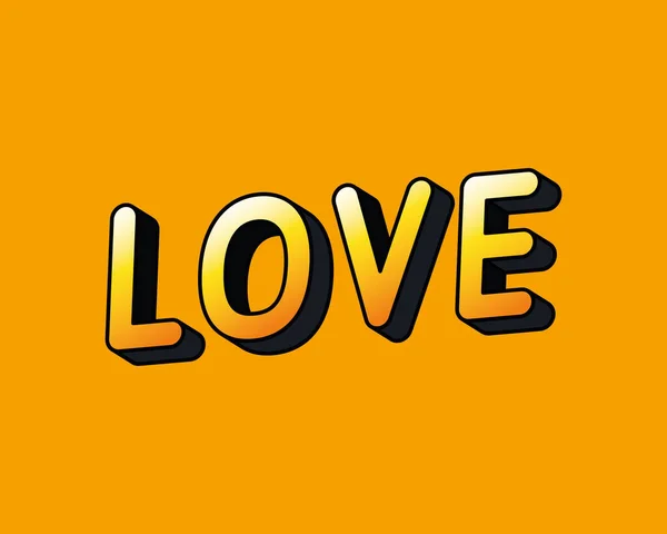3D kärlek bokstäver på orange bakgrund vektor design — Stock vektor
