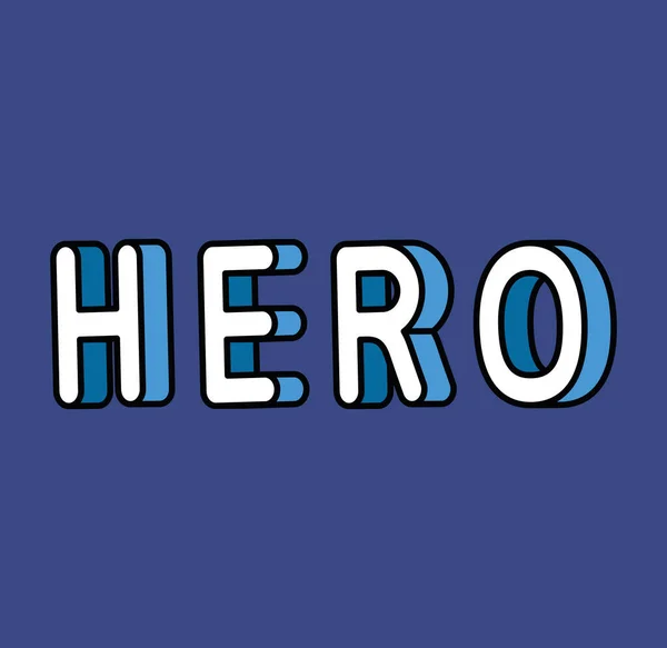 3d hero lettering on blue background vector design — Stock Vector
