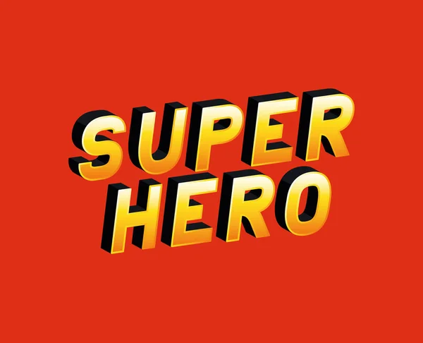 3d super hero lettering on red background vector design — Stock Vector