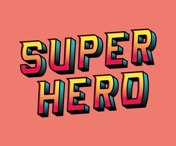 3d super héroe letras en el diseño de vectores de fondo rosa — Vector de stock