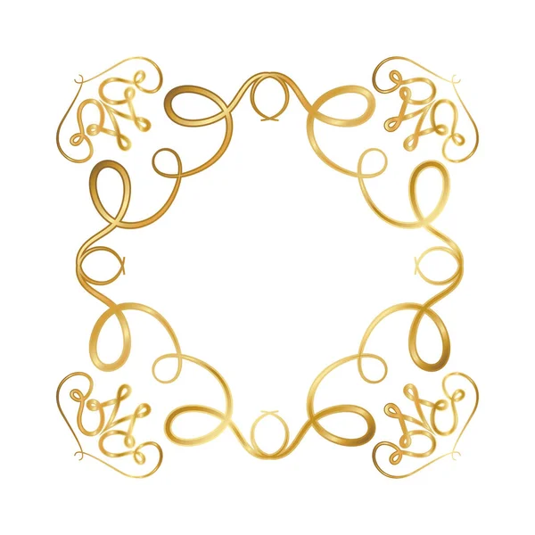 Рама золотого орнамента с векторной конструкцией кривых — стоковый вектор