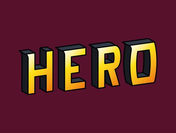 3d hero lettering on purple background vector design — Stock Vector