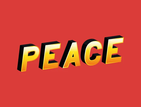 Lettrage de paix 3d sur fond rouge conception vectorielle — Image vectorielle