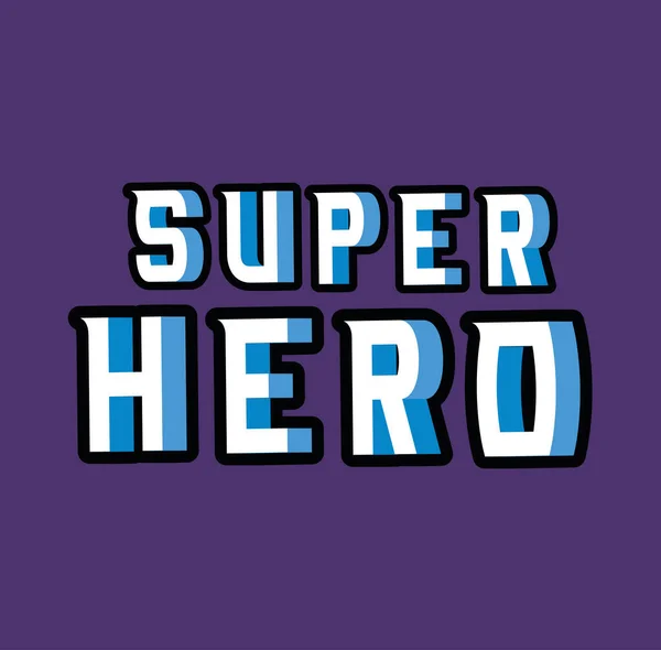 3d super héroe letras en el diseño de vectores de fondo azul — Vector de stock