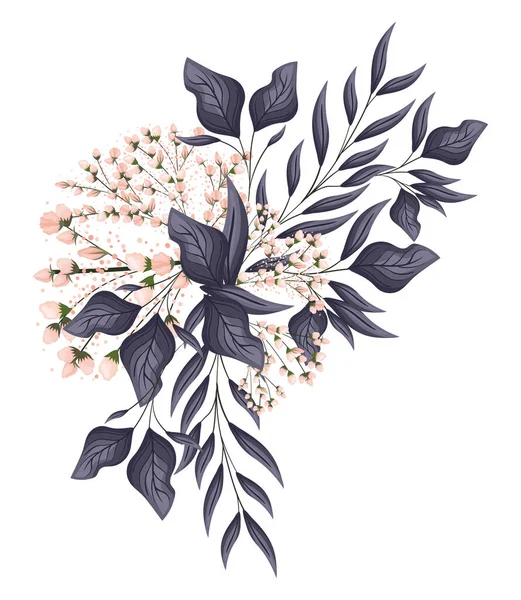 Yapraklı pembe tomurcuklar vektör boyama tasarımı