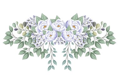 Tomurcuklu beyaz güller ve boyama vektör tasarımı