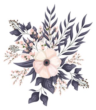 tomurcuklu beyaz çiçek ve boyama vektörü tasarımı