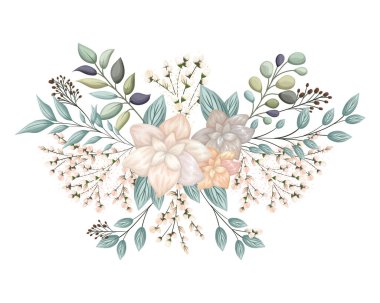 tomurcuklu beyaz çiçekler ve boyama vektörü tasarımı