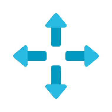 Dört yönlü oklar düz biçim ikon vektör tasarımı