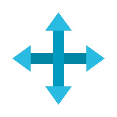 Dört yönlü oklar düz biçim ikon vektör tasarımı