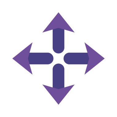 Dört yönlü oklar düz biçim ikon vektör tasarımı